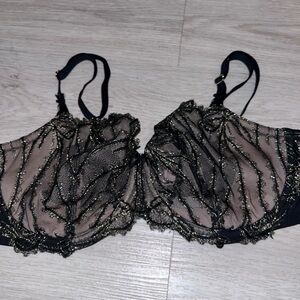 Victoria's Secret Black and Gold Sheer Bra